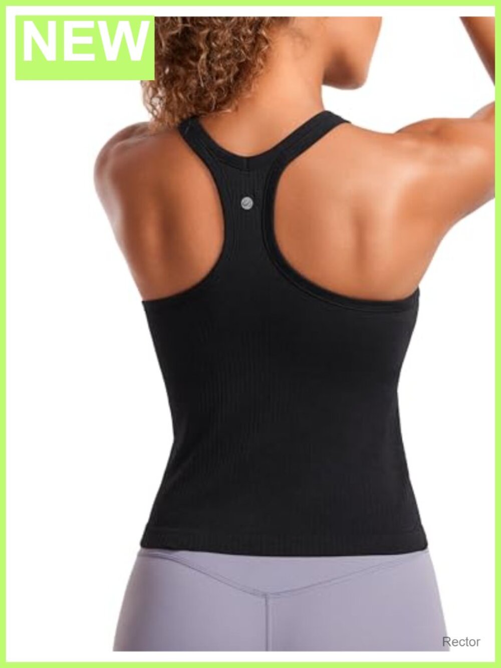 CRZ YOGA Seamless Ribbed Racerback Tank Top with Built-in Bra